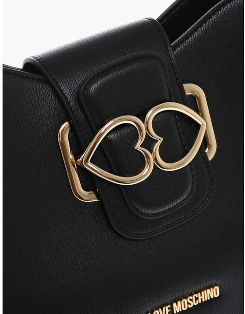 Eco-Leather Shoulder Bag with Removable Strap Women - Black