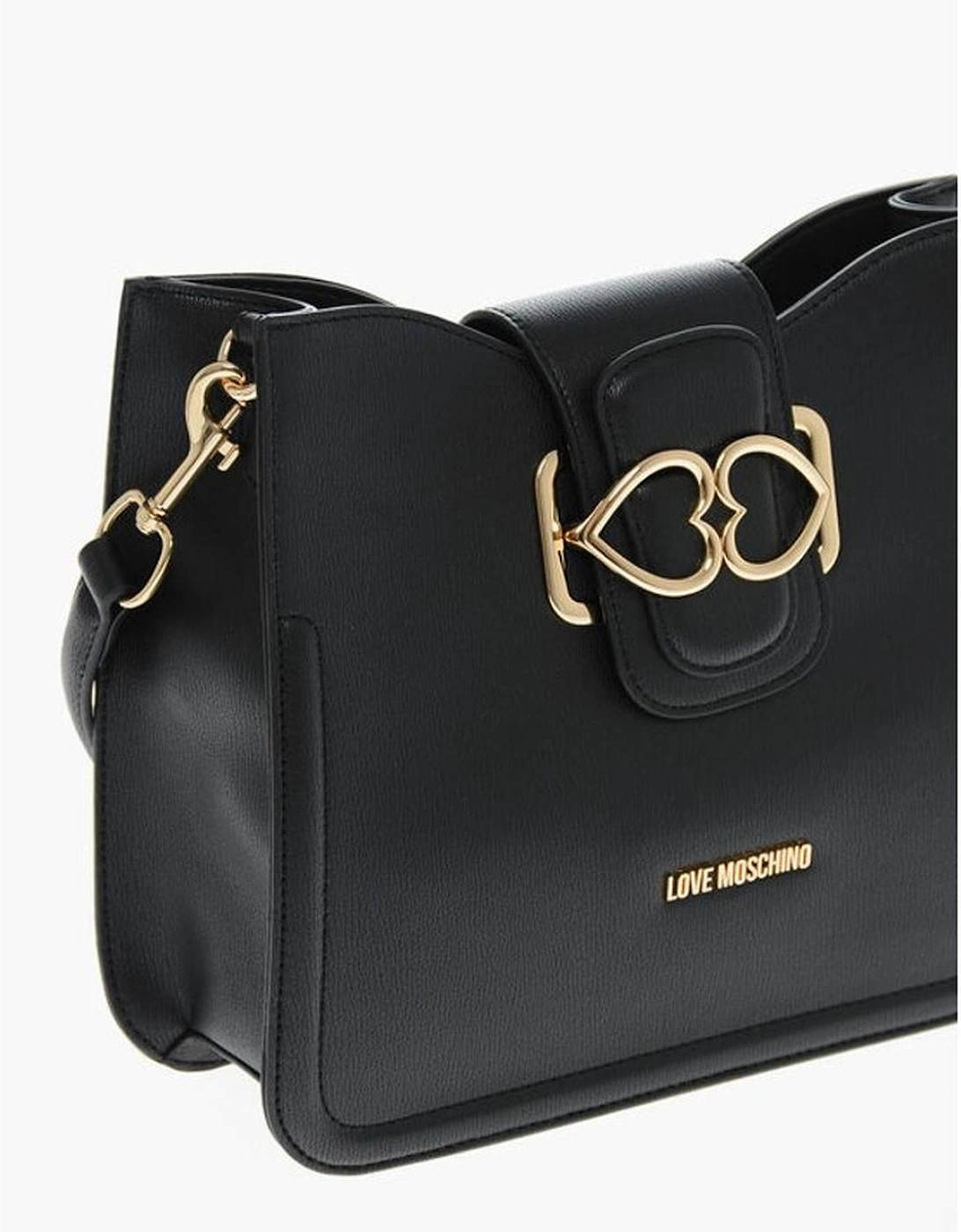 Eco-Leather Shoulder Bag with Removable Strap Women - Black