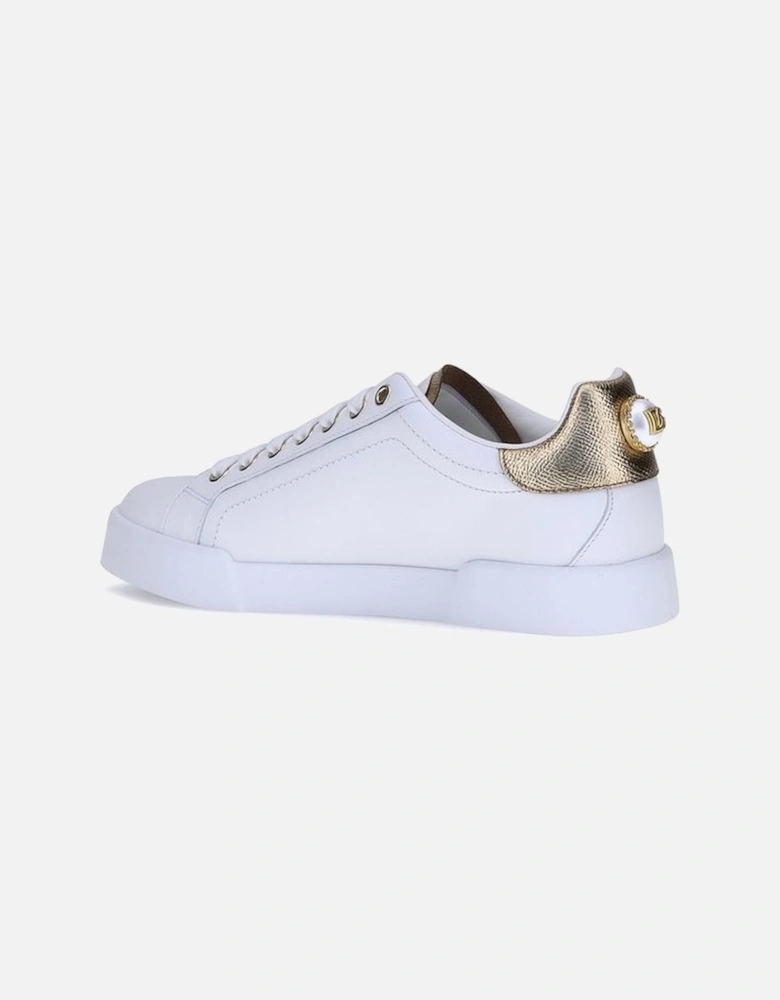 Portofino Leather Sneakers with Monogram and 3D Logo Women - White