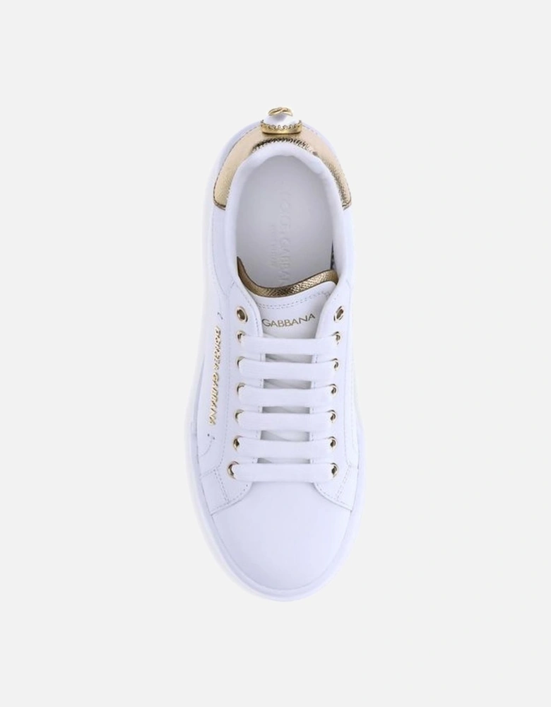Portofino Leather Sneakers with Monogram and 3D Logo Women - White