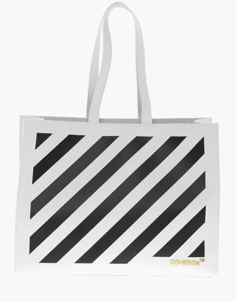 Metal Logo Leather Shoulder Bag with Double Handle Women - Black And