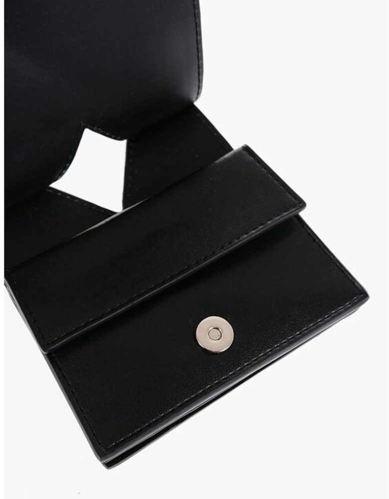 Snap Button Leather Wallet Women - Black
