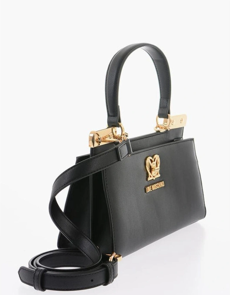 Removable Strap Metal Logo Handbag Women - Black Tote Bags