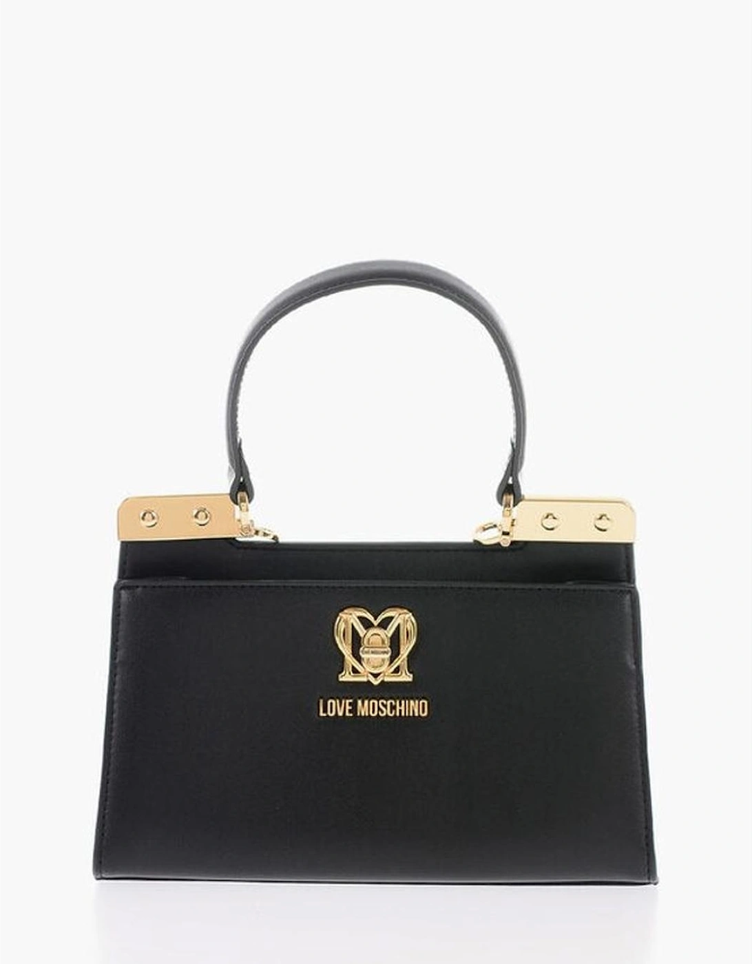 Removable Strap Metal Logo Handbag Women - Black Tote Bags, 5 of 4