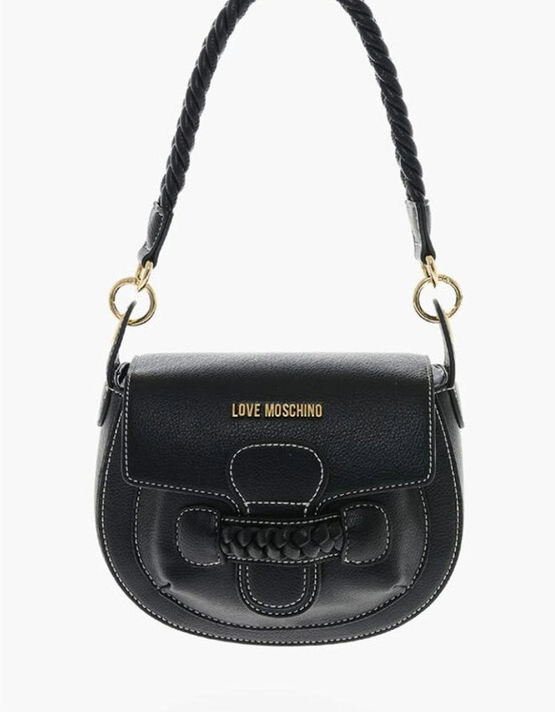 Logo Eco-Leather Shoulder Bag with Adjustable Strap Women - Black, 5 of 4