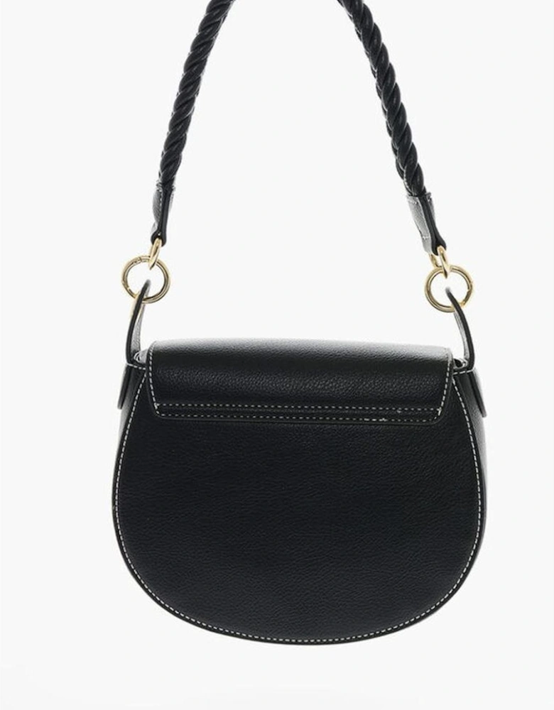 Logo Eco-Leather Shoulder Bag with Adjustable Strap Women - Black