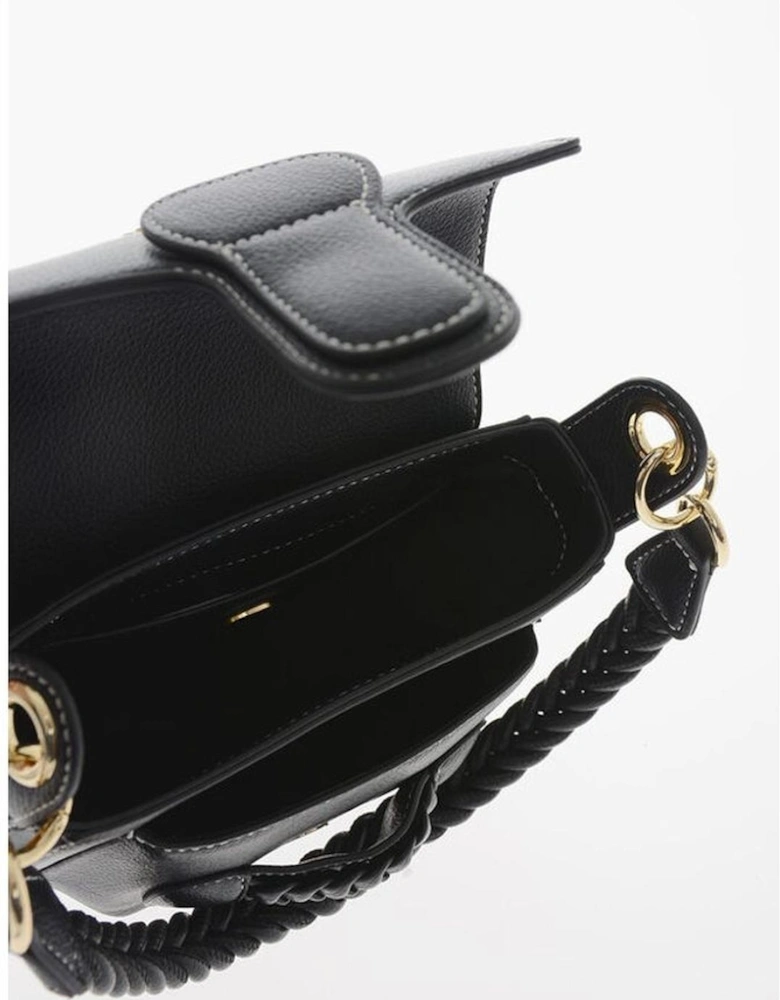 Logo Eco-Leather Shoulder Bag with Adjustable Strap Women - Black