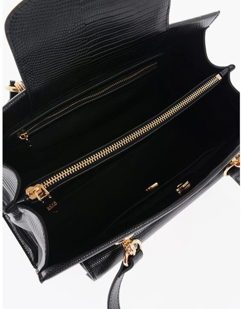 Logo Embellished Eco-Leather Shoulder Bag Women - Black
