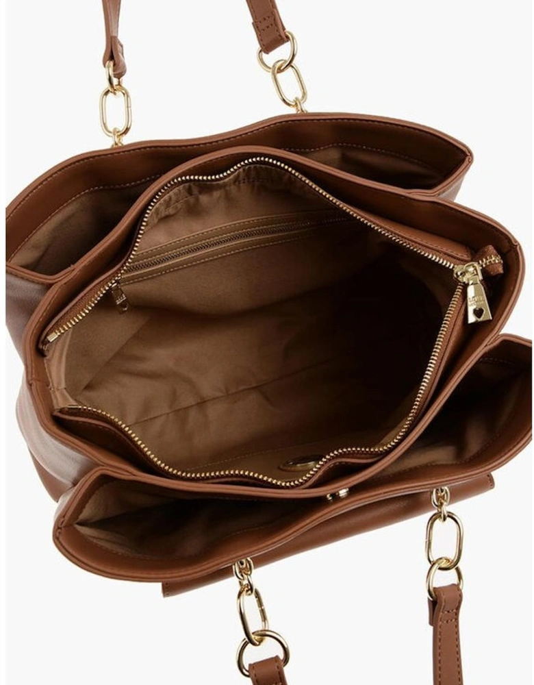Eco-Leather Shoulder Bag with Double Handle Women - Brown