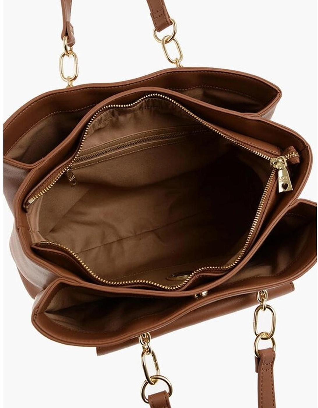 Eco-Leather Shoulder Bag with Double Handle Women - Brown