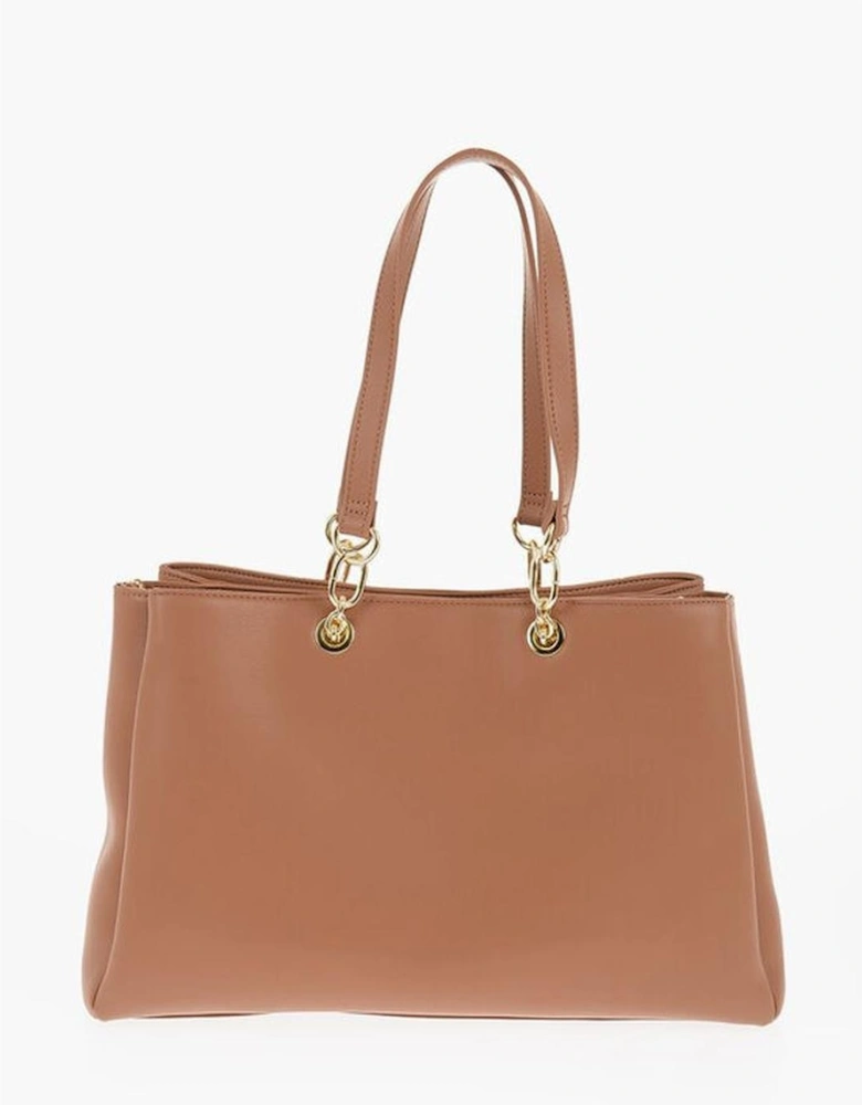 Eco-Leather Shoulder Bag with Double Handle Women - Brown