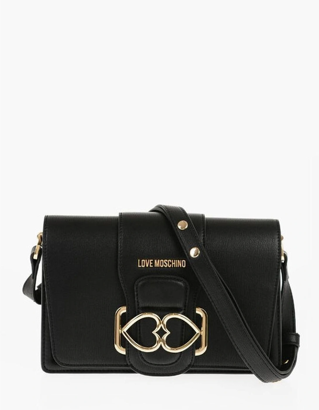 Logo Snap Button Eco-Leather Shoulder Bag Women - Black, 5 of 4