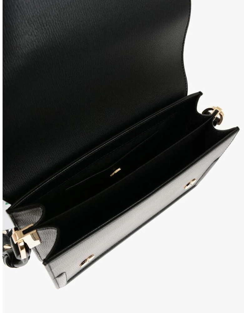 Logo Snap Button Eco-Leather Shoulder Bag Women - Black