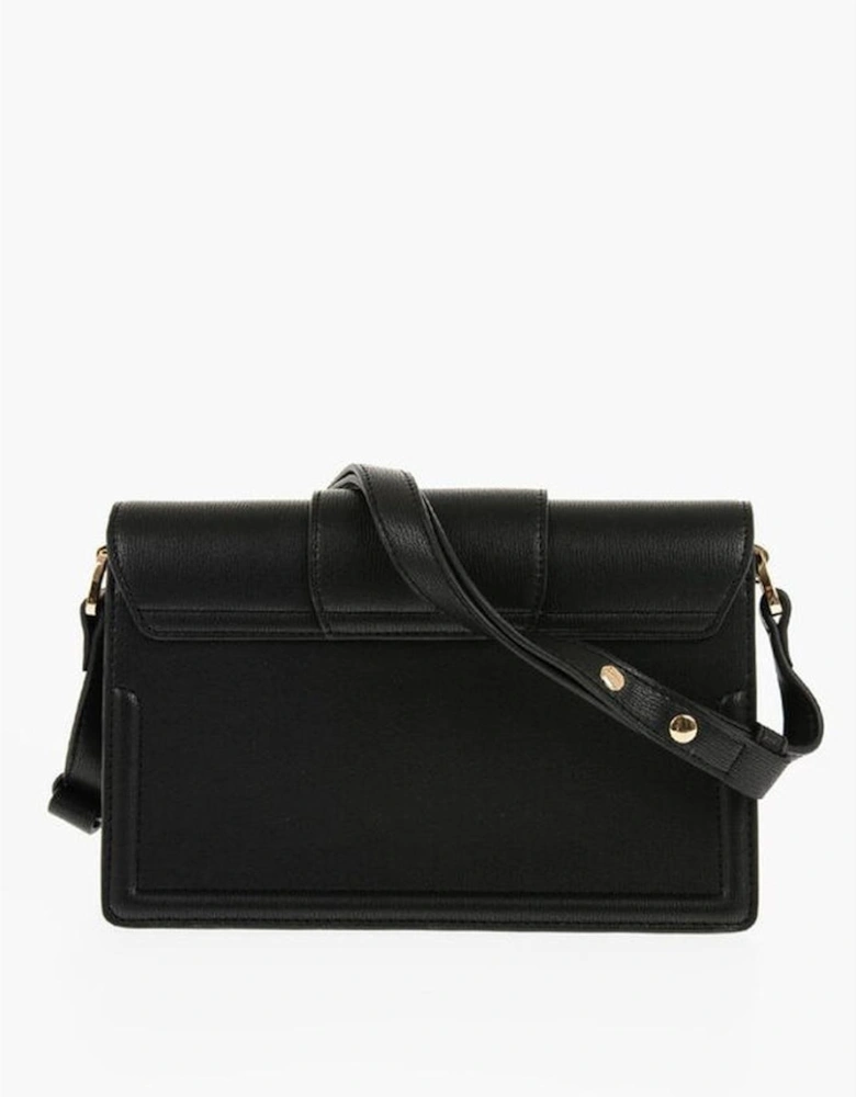 Logo Snap Button Eco-Leather Shoulder Bag Women - Black