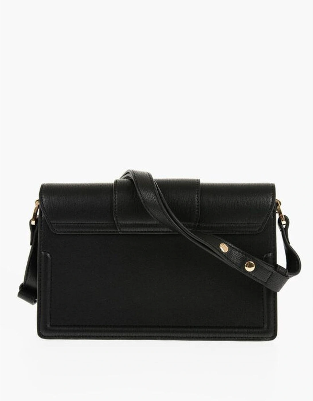 Logo Snap Button Eco-Leather Shoulder Bag Women - Black