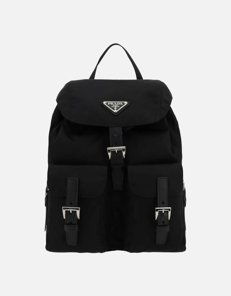 Re-Nylon Backpack with Front Patch Pockets Women - Black