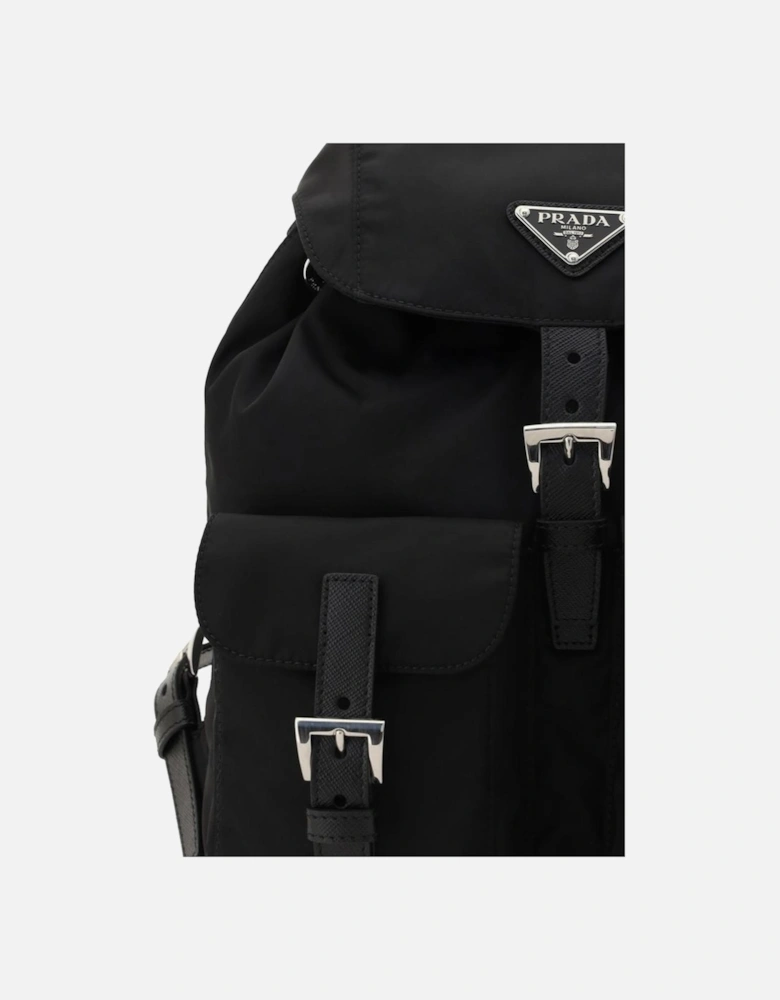 Re-Nylon Backpack with Front Patch Pockets Women - Black