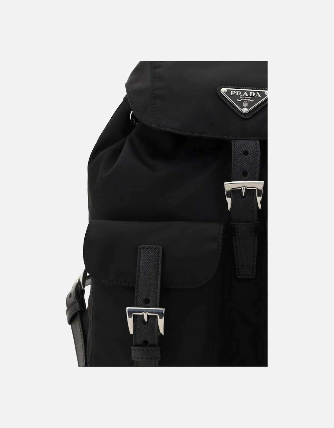 Re-Nylon Backpack with Front Patch Pockets Women - Black