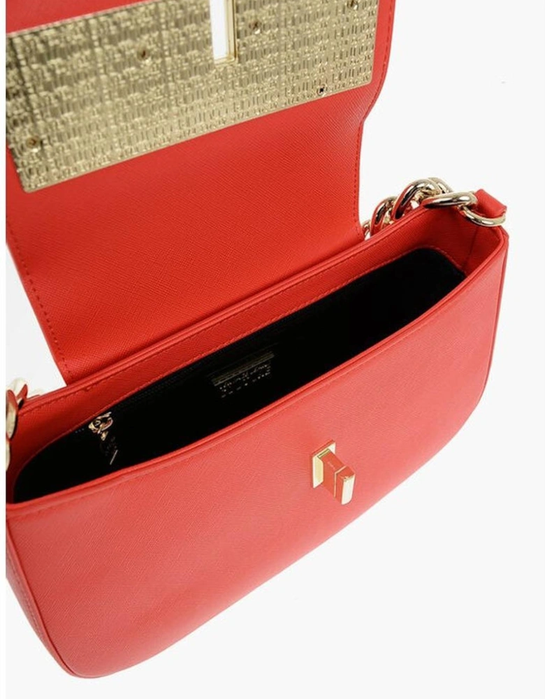 Eco-Leather Shoulder Bag with Adjustable Strap Women - Orange