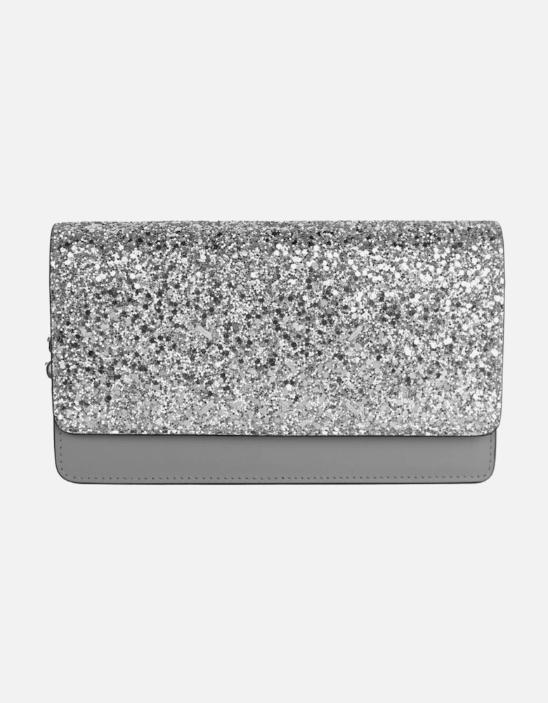 Glittered Shoulder Bag with Button Closure Women - Gray Crossbody Bags