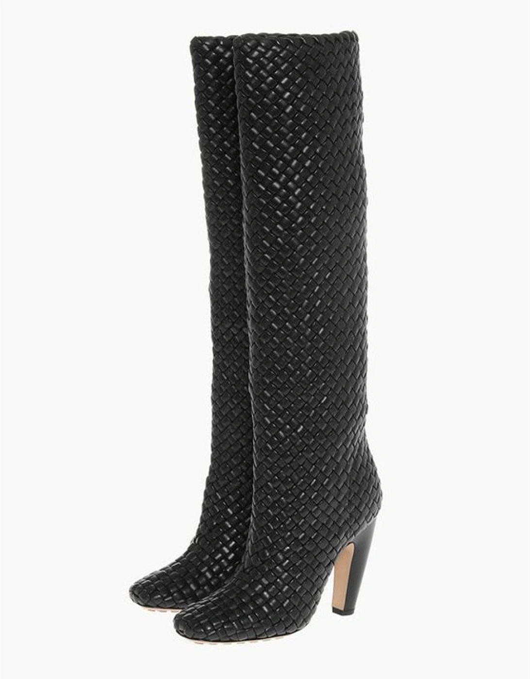 Pull-On Leather Sole Covered Heels Women - Black Boots, 6 of 5