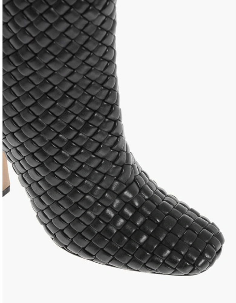 Pull-On Leather Sole Covered Heels Women - Black Boots