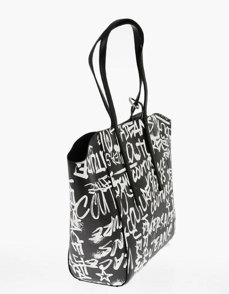 Logo Print Snap Button Shoulder Bag Women - Black And White