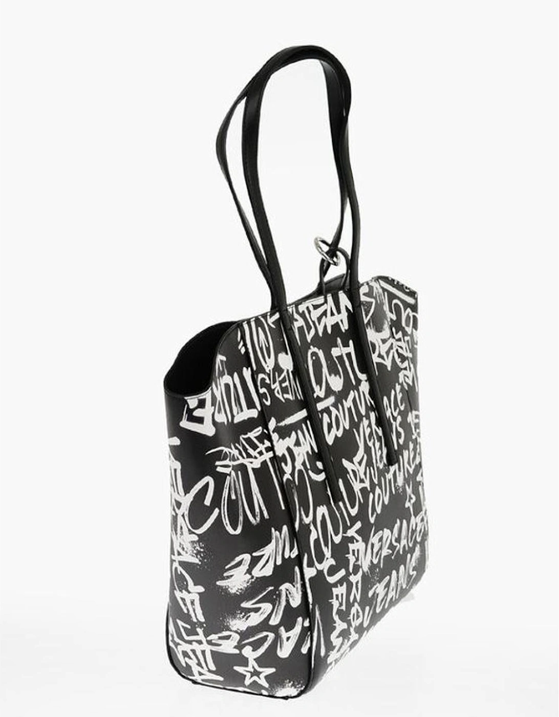 Logo Print Snap Button Shoulder Bag Women - Black And White
