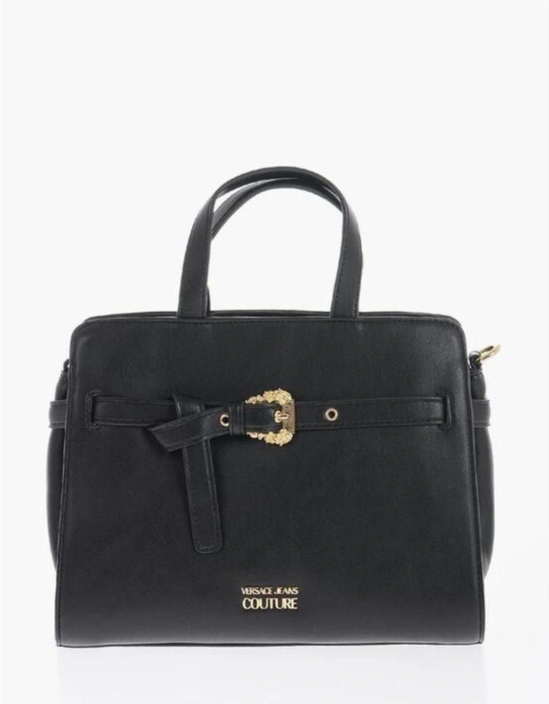 Eco-leather Handbag with Double Handle and Studs Women - Black Tote