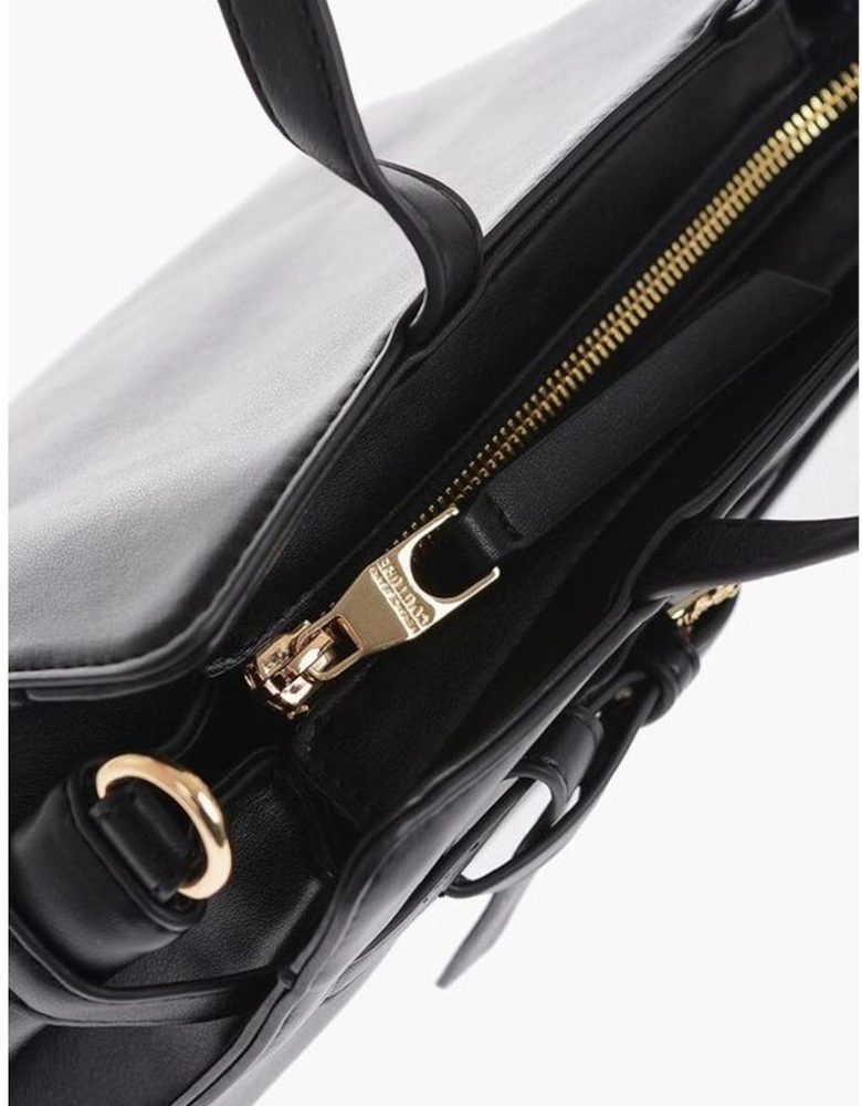 Eco-leather Handbag with Double Handle and Studs Women - Black Tote