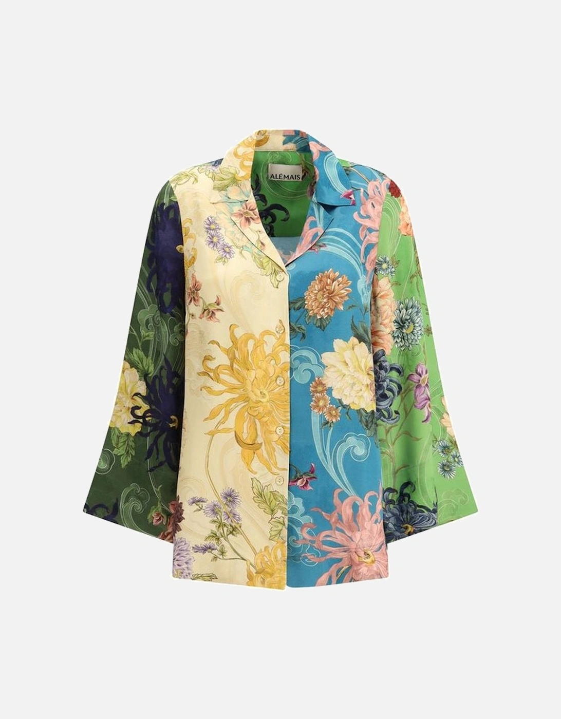 Floral Silk Avery Shirt with Lapel and Buttons Women - Multicolor, 4 of 3