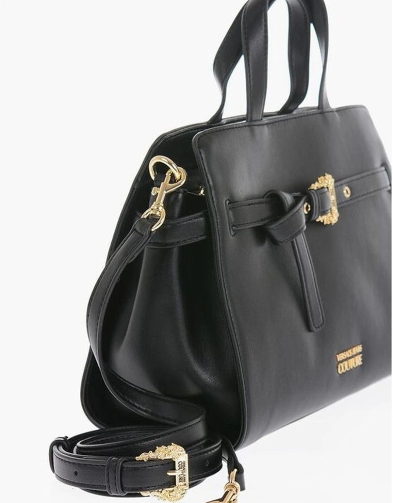 Eco-leather Handbag with Double Handle and Studs Women - Black Tote