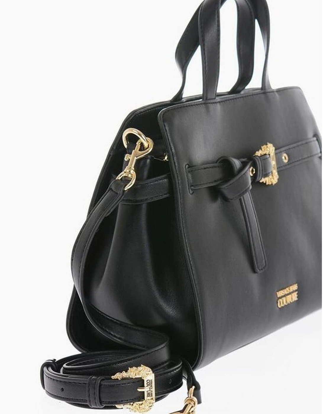 Eco-leather Handbag with Double Handle and Studs Women - Black Tote