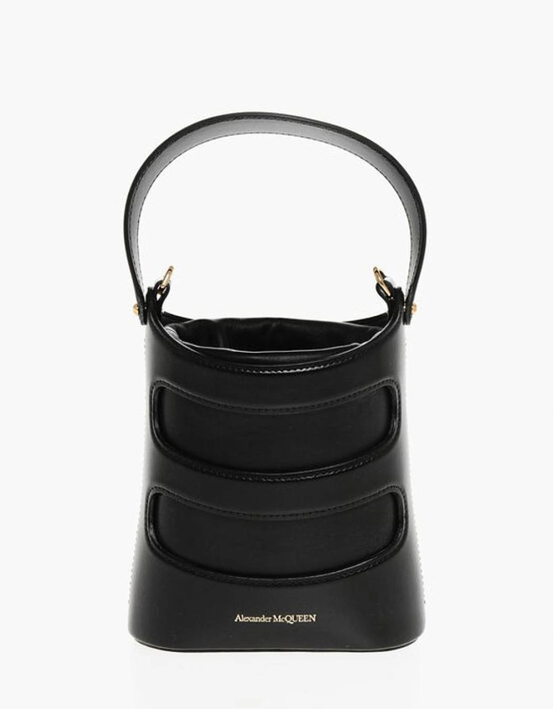 Leather Crossbody Bag with Gold-Tone Hardware Women - Black Shoulder, 7 of 6