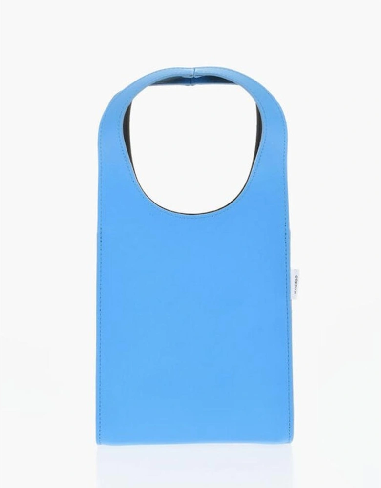 Leather Solid Color Shoulder Bag Women - Light Blue Tote Bags