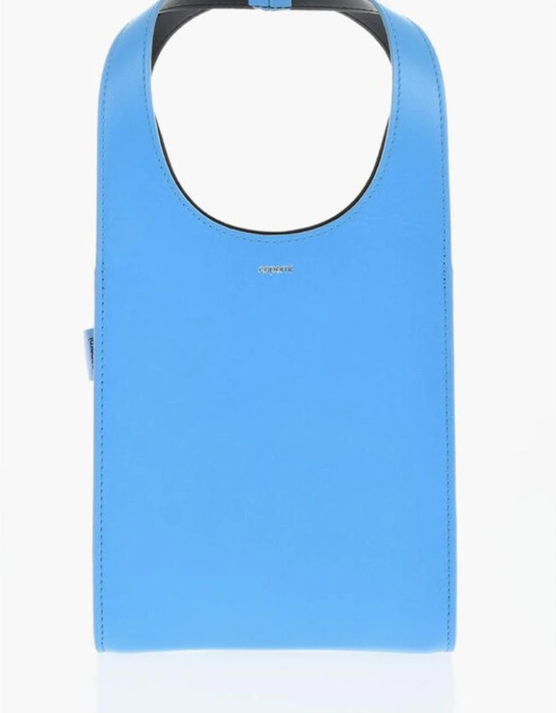 Leather Solid Color Shoulder Bag Women - Light Blue Tote Bags