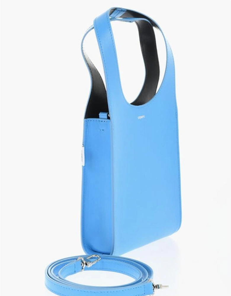 Leather Solid Color Shoulder Bag Women - Light Blue Tote Bags