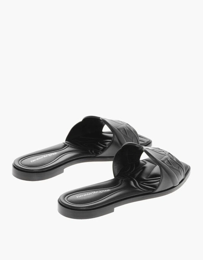 Leather Logo Loafers with Leather Sole Women - Black Sandals