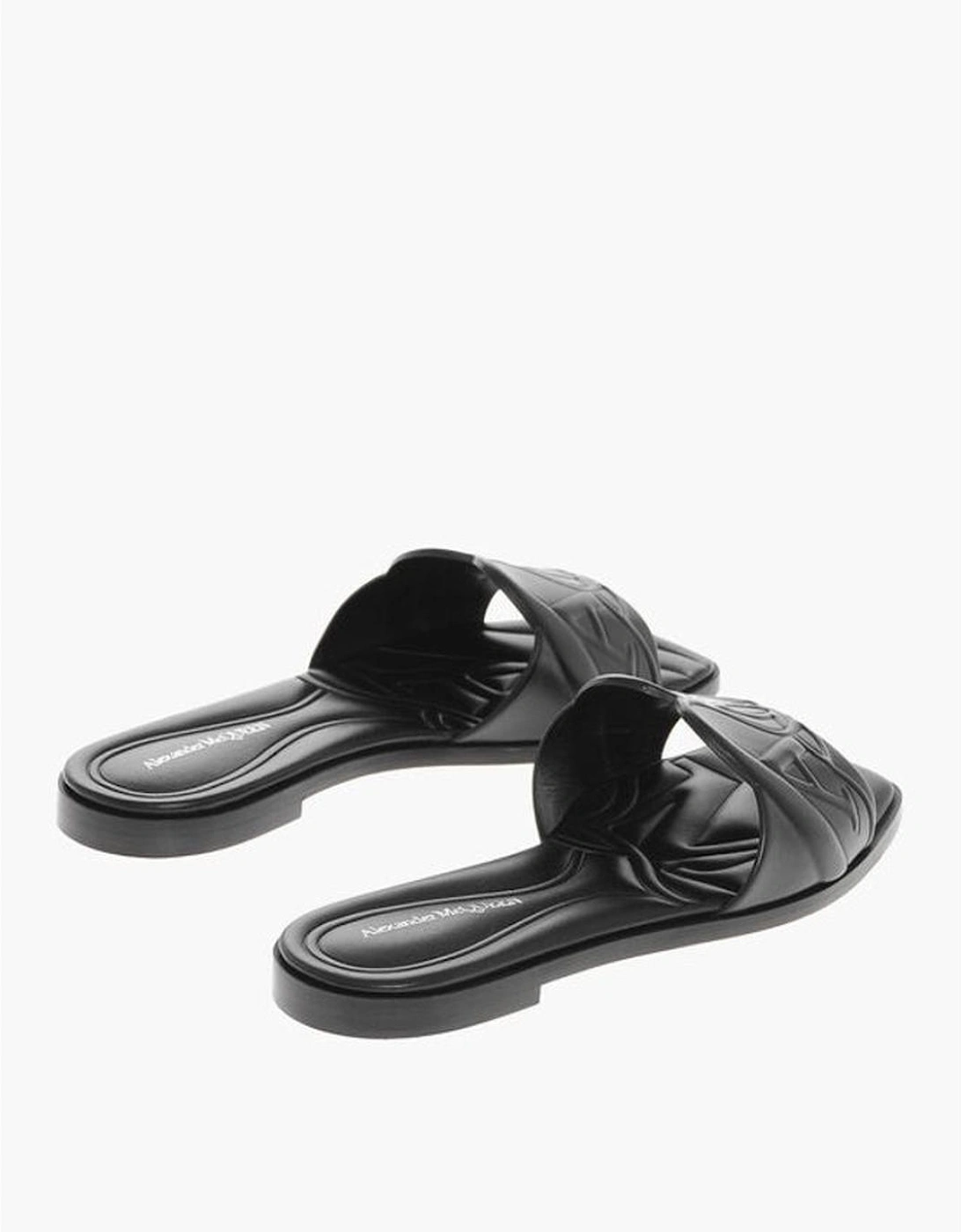 Leather Logo Loafers with Leather Sole Women - Black Sandals
