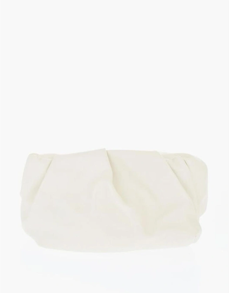 Leather Handbag with Metal Accents Women - White Clutch Bags