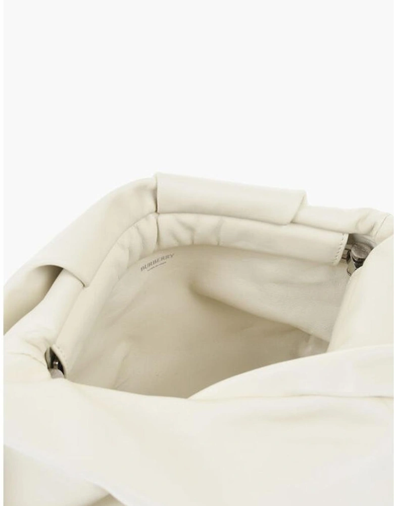 Leather Handbag with Metal Accents Women - White Clutch Bags