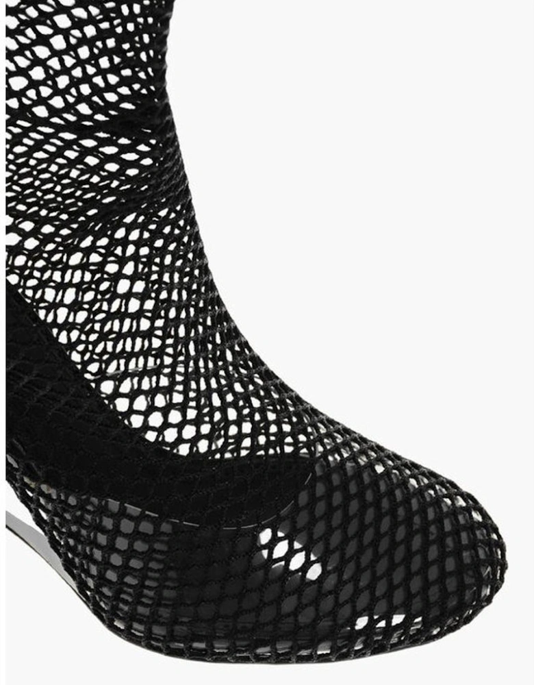 Pull-On Leather Sole See-Through Heels Women - Black Boots