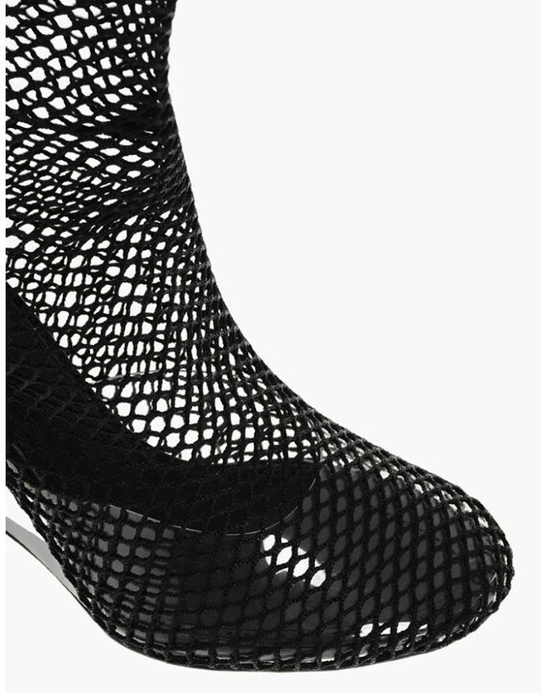 Pull-On Leather Sole See-Through Heels Women - Black Boots