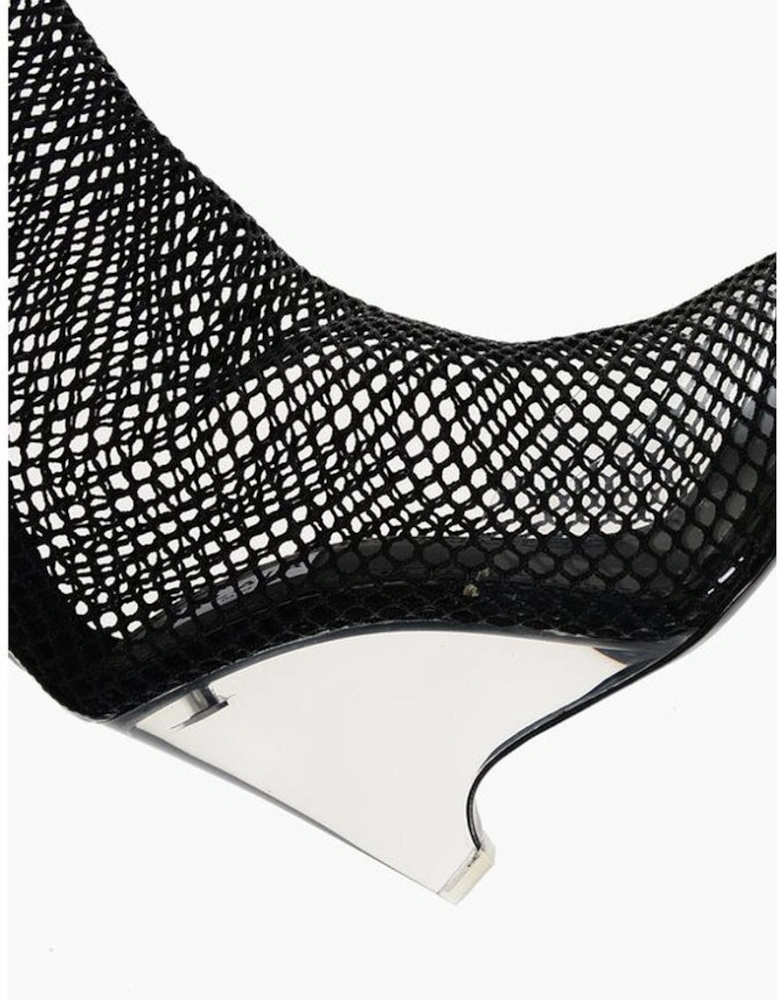 Pull-On Leather Sole See-Through Heels Women - Black Boots