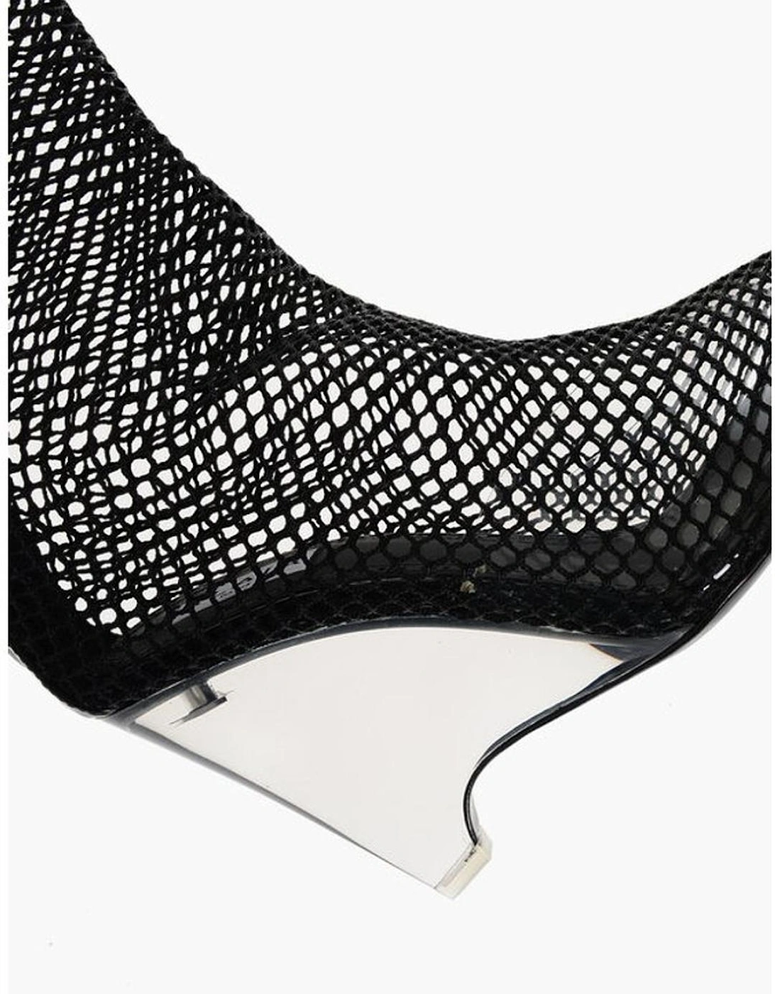 Pull-On Leather Sole See-Through Heels Women - Black Boots