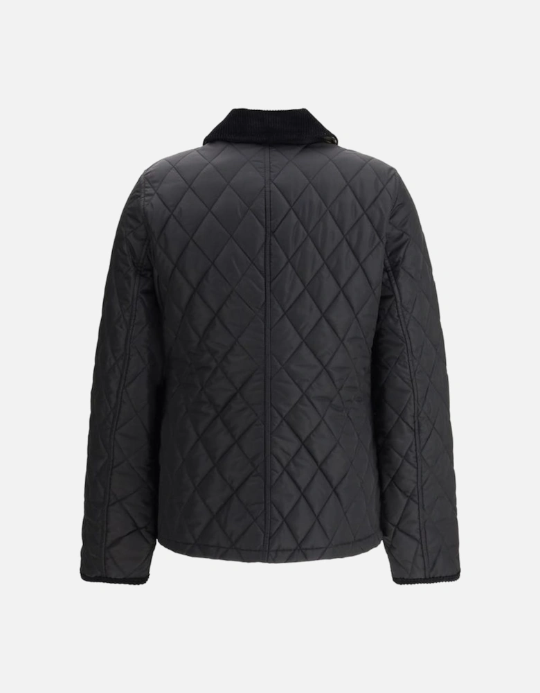 Quilted Nylon Jacket with Corduroy Trim Women - Black Jackets