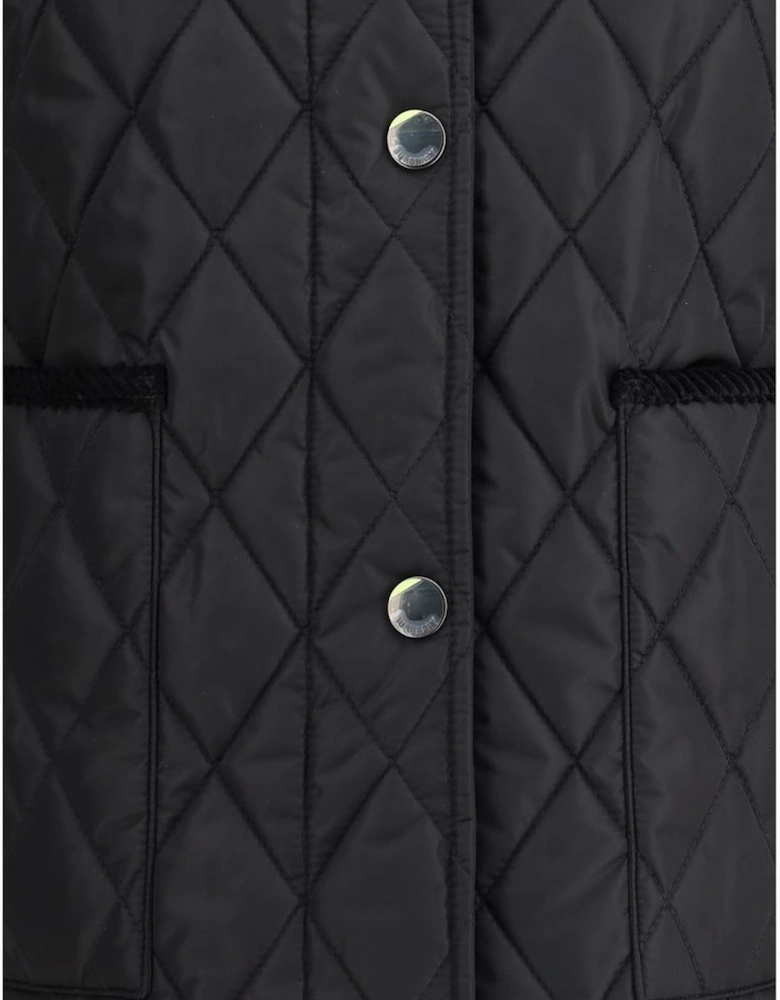 Quilted Nylon Jacket with Corduroy Trim Women - Black Jackets