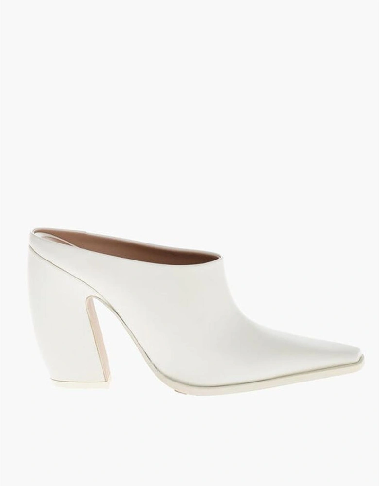 Square Toe Leather Heels Women - White Sandals