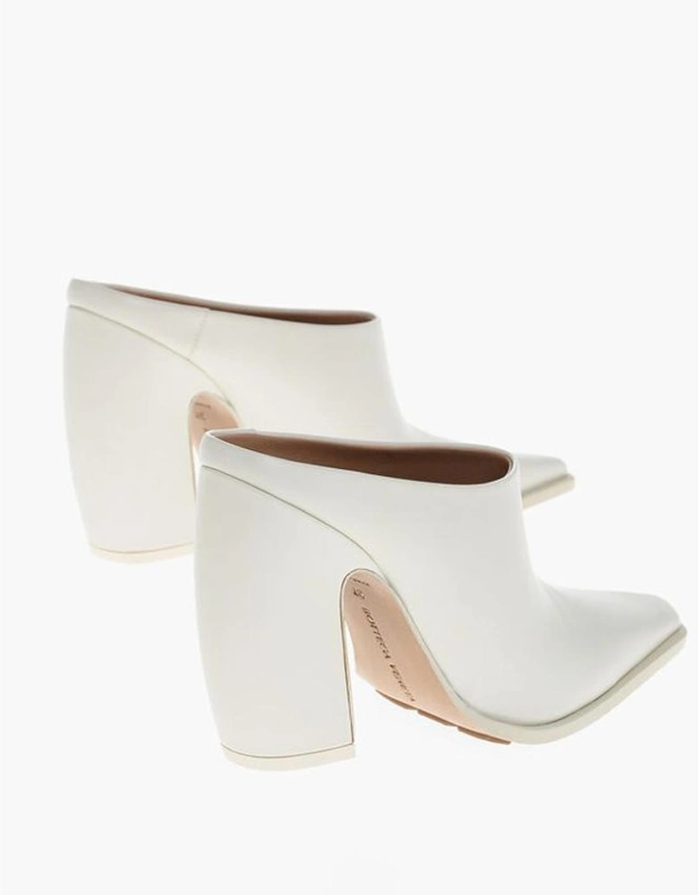 Square Toe Leather Heels Women - White Sandals