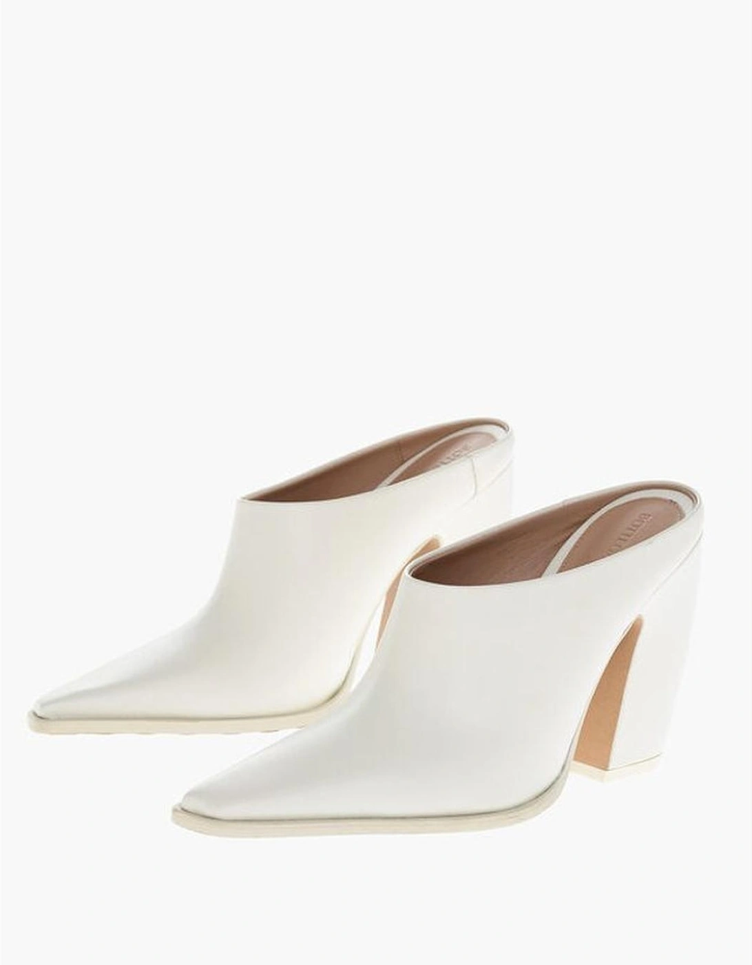 Square Toe Leather Heels Women - White Sandals, 6 of 5